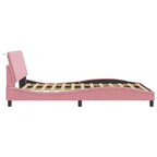 Bettgestell mit LED ohne Matratze "Hanko" Rosa 140x200 cm Samt