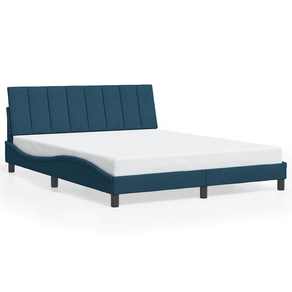 Bettgestell mit LED ohne Matratze "Hanko" Blau 160x200 cm Samt