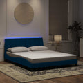 Bettgestell mit LED ohne Matratze "Hanko" Blau 160x200 cm Samt
