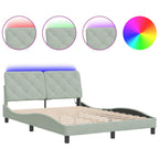 Bettgestell mit LED ohne Matratze Hellgrau 140x200 cm Samt