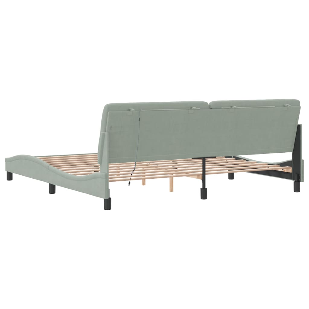 Bettgestell mit LED ohne Matratze Hellgrau 200x200 cm Samt