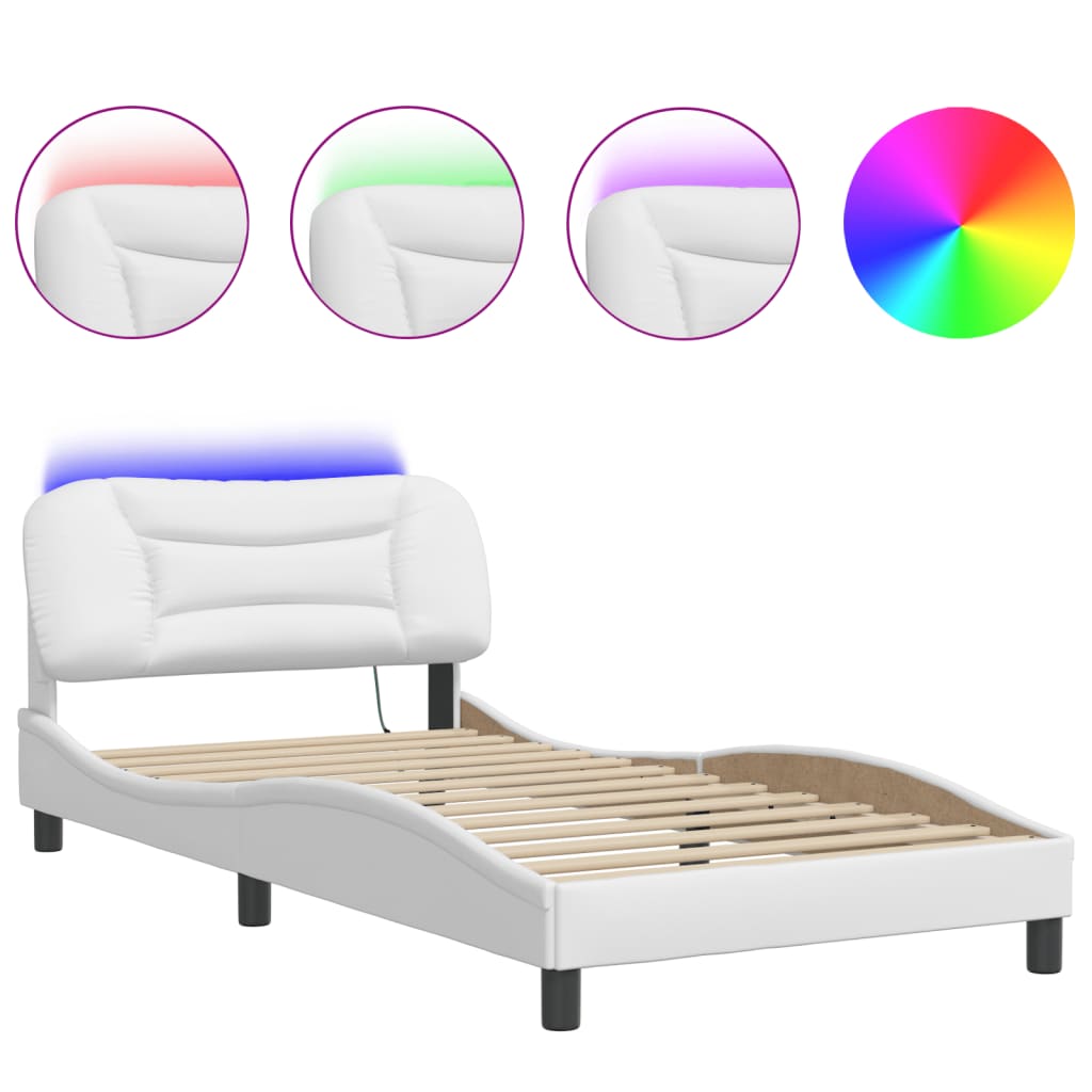 Bettgestell mit LED ohne Matratze "Hvar" Weiß 100x200 cm