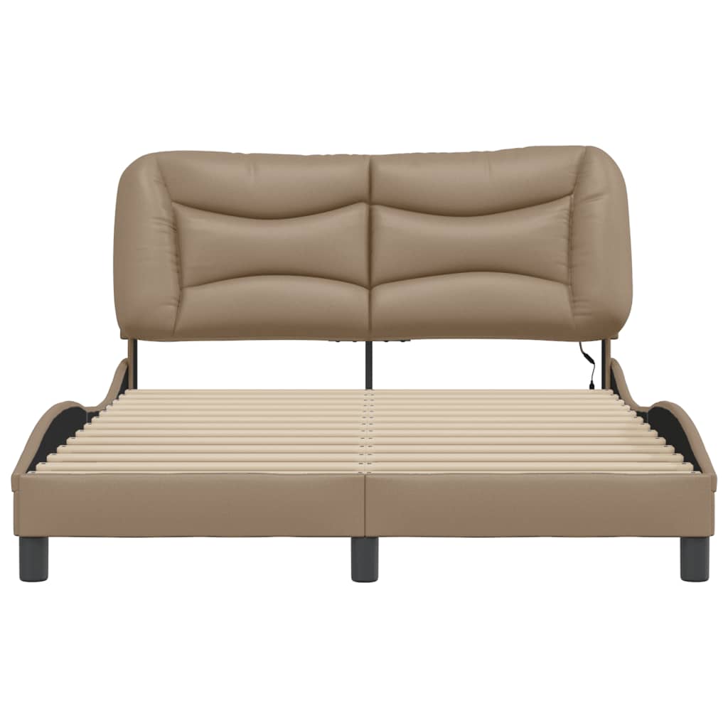 Bettgestell mit LED ohne Matratze "Hvar" Cappuccino-Braun 140x200 cm