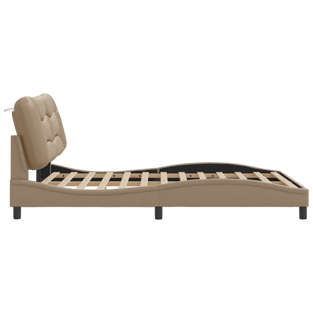 Bettgestell mit LED ohne Matratze "Hvar" Cappuccino-Braun 140x200 cm