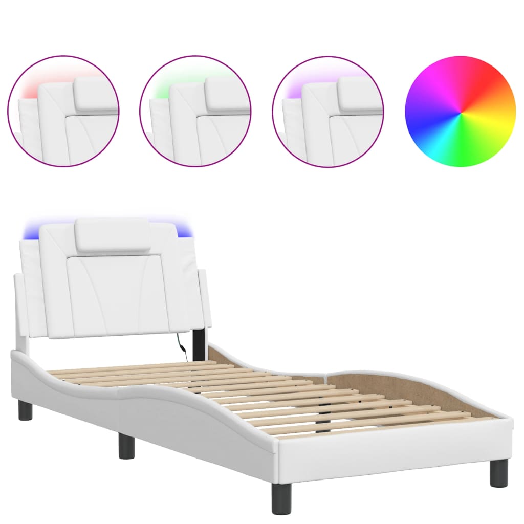 Bettgestell "Viana" mit LED ohne Matratze Weiß 80x200 cm