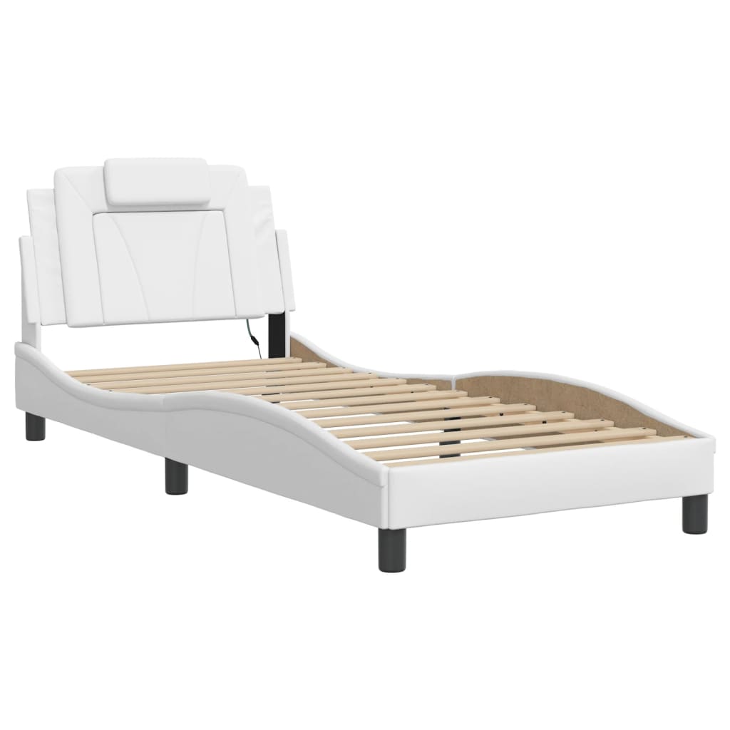 Bettgestell "Viana" mit LED ohne Matratze Weiß 80x200 cm