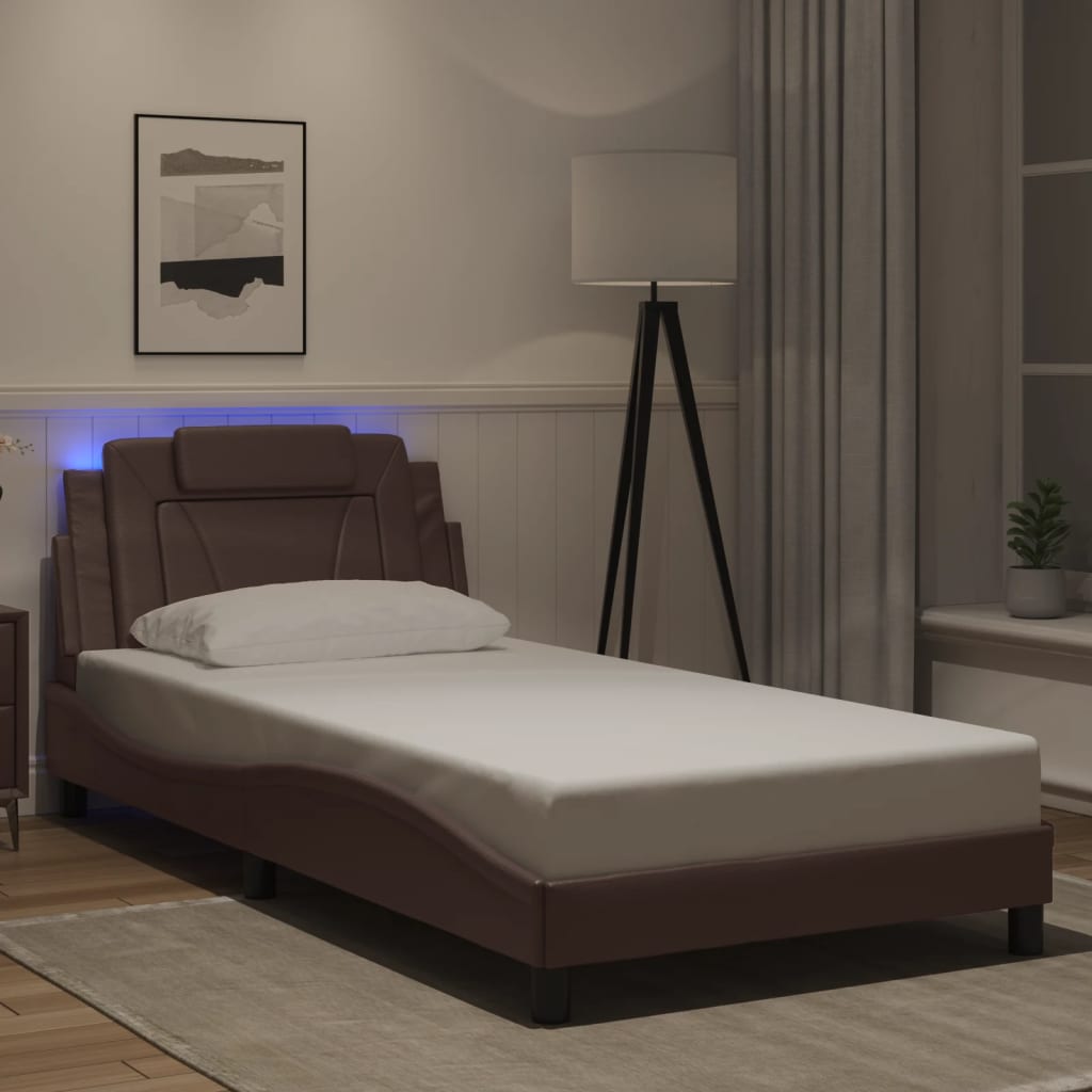 Bettgestell "Viana" mit LED ohne Matratze Braun 100x200 cm
