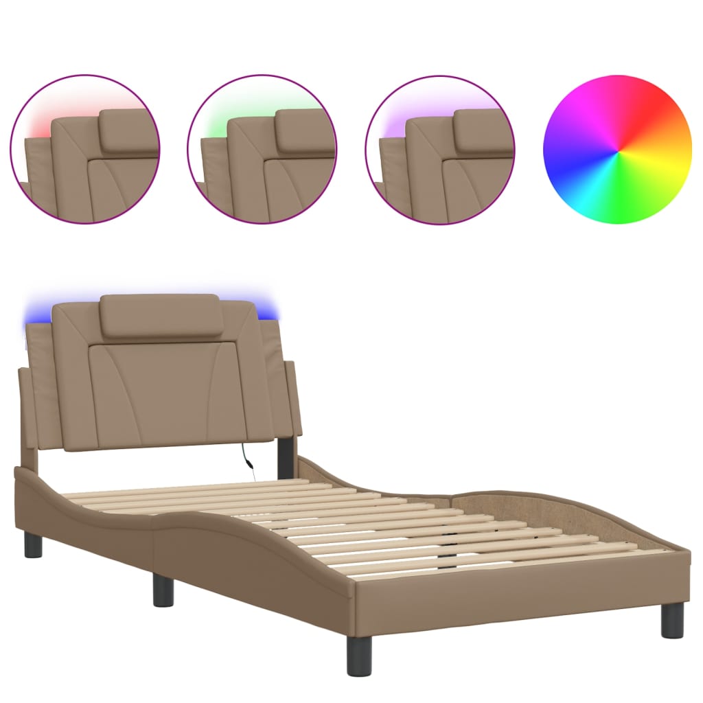 Bettgestell "Viana" mit LED ohne Matratze Cappuccino-Braun 100x200 cm