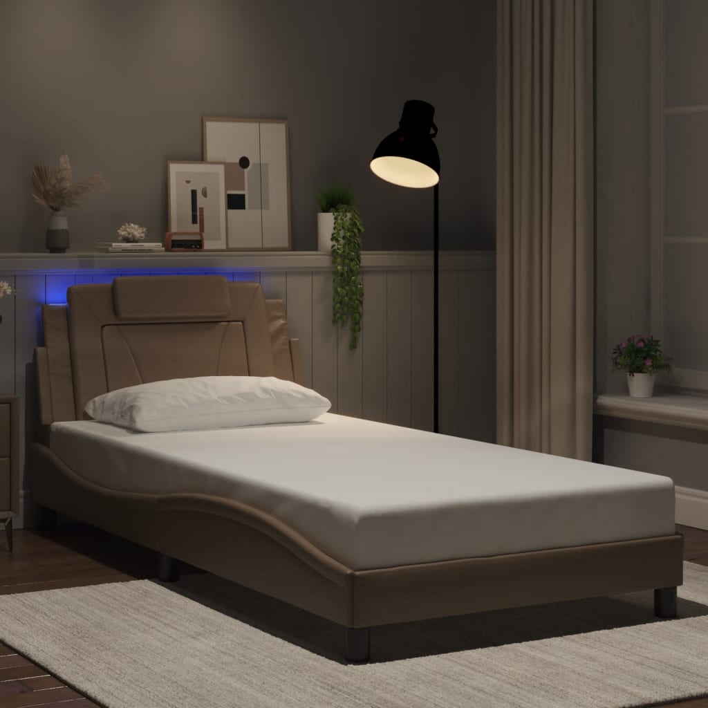 Bettgestell "Viana" mit LED ohne Matratze Cappuccino-Braun 100x200 cm