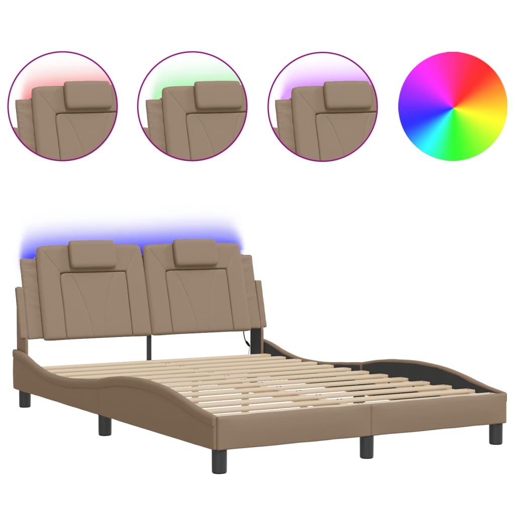 Bettgestell "Viana" mit LED ohne Matratze Cappuccino-Braun 120x200 cm