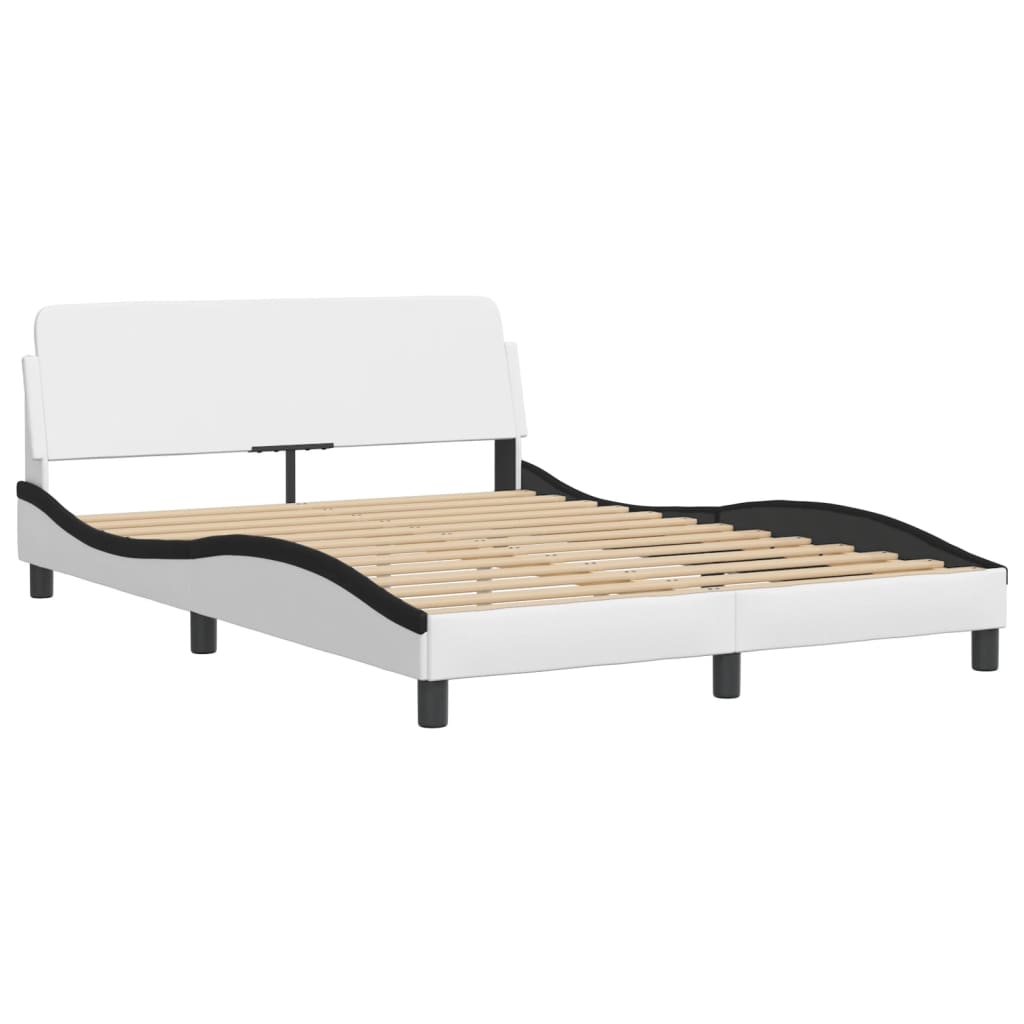 Bettgestell "Viana" mit LED ohne Matratze Weiß und Schwarz 140x190 cm