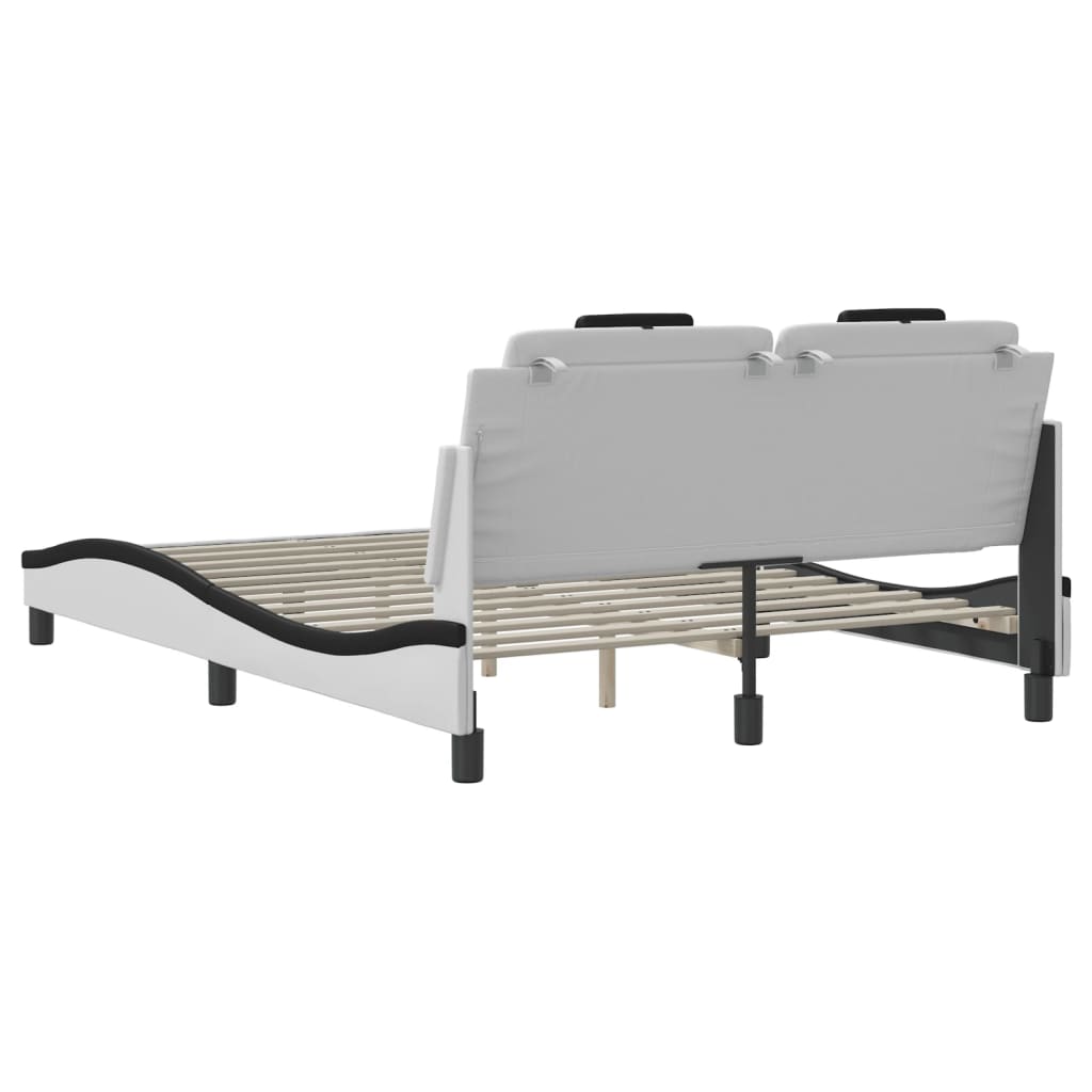 Bettgestell "Viana" mit LED ohne Matratze Weiß und Schwarz 140x190 cm
