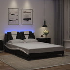 Bettgestell "Viana" mit LED ohne Matratze Schwarz und Weiß 140x200 cm
