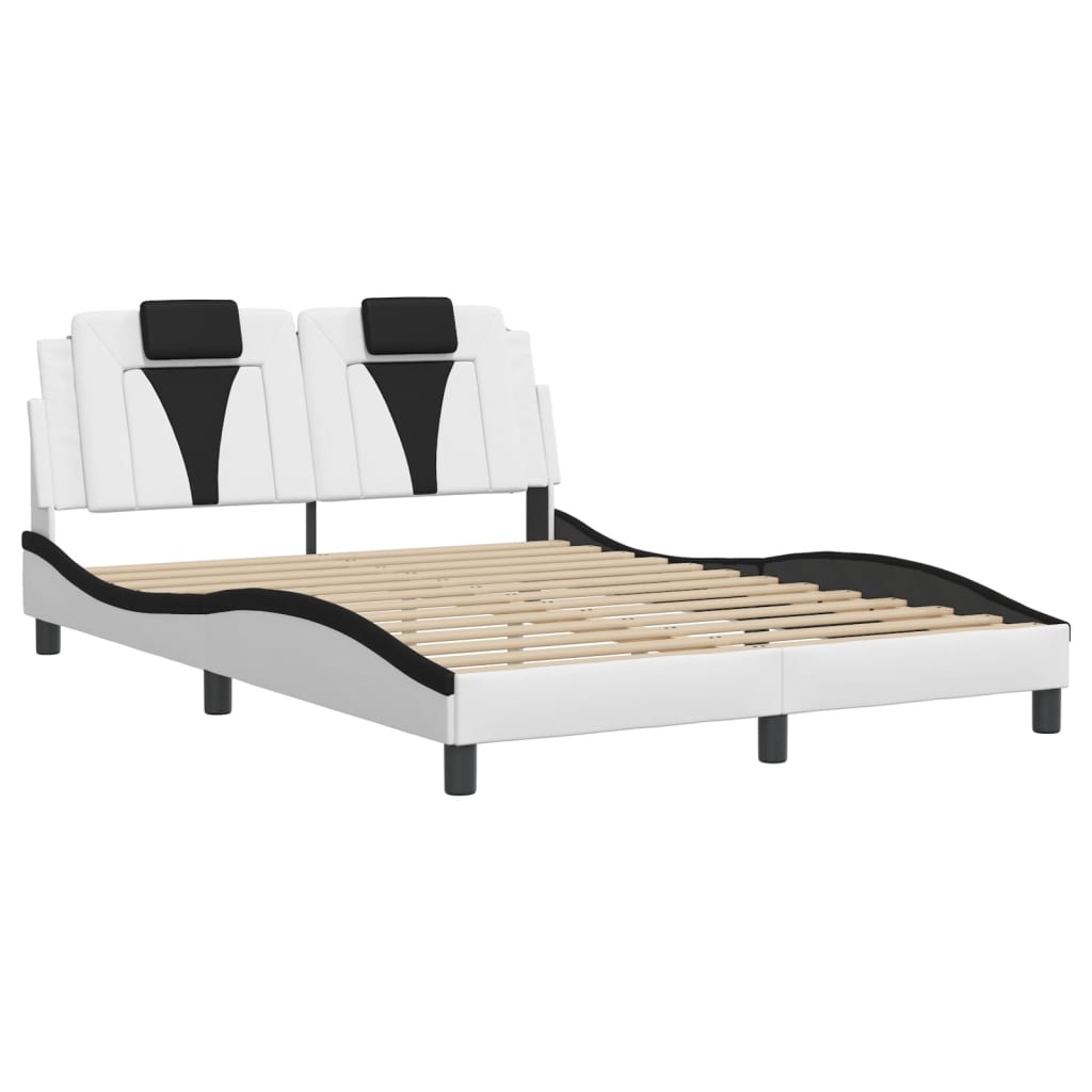 Bettgestell "Viana" mit LED ohne Matratze Weiß und Schwarz 140x200 cm