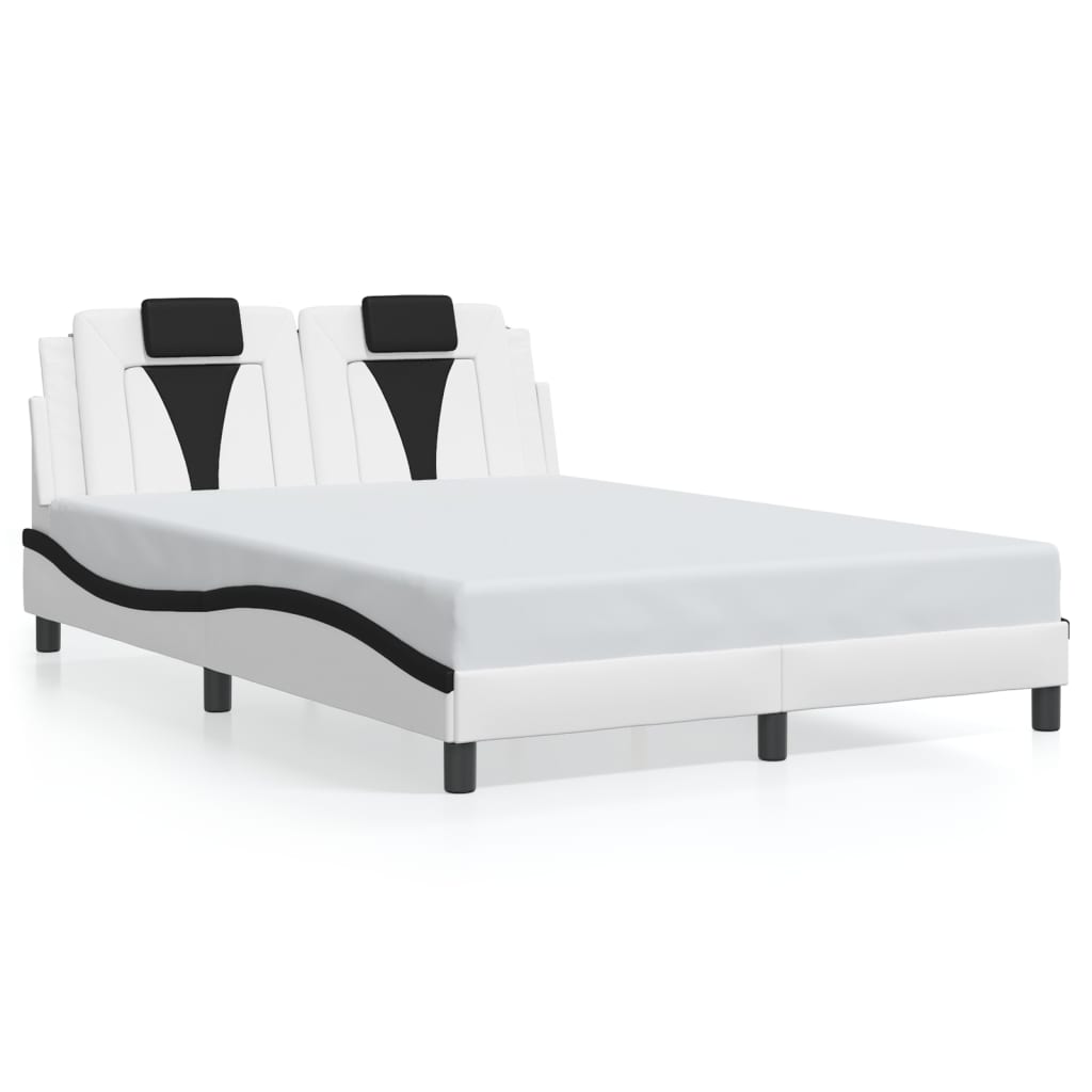 Bettgestell "Viana" mit LED ohne Matratze Weiß und Schwarz 140x200 cm