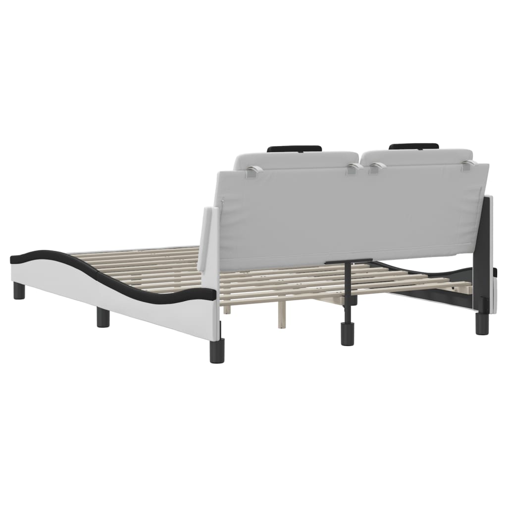 Bettgestell "Viana" mit LED ohne Matratze Weiß und Schwarz 140x200 cm