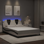 Bettgestell "Viana" mit LED ohne Matratze Weiß und Schwarz 140x200 cm