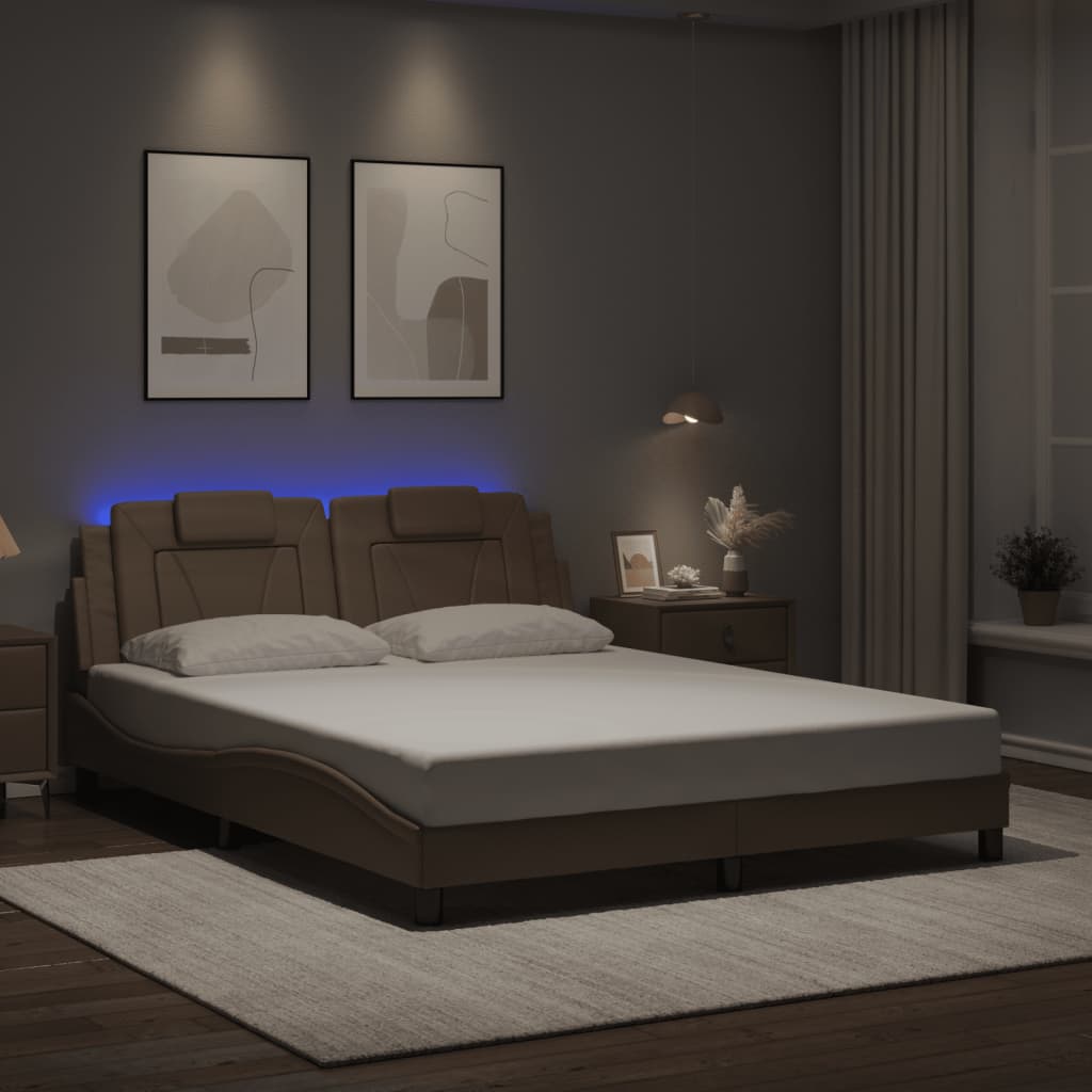 Bettgestell "Viana" mit LED ohne Matratze Cappuccino-Braun 160x200 cm