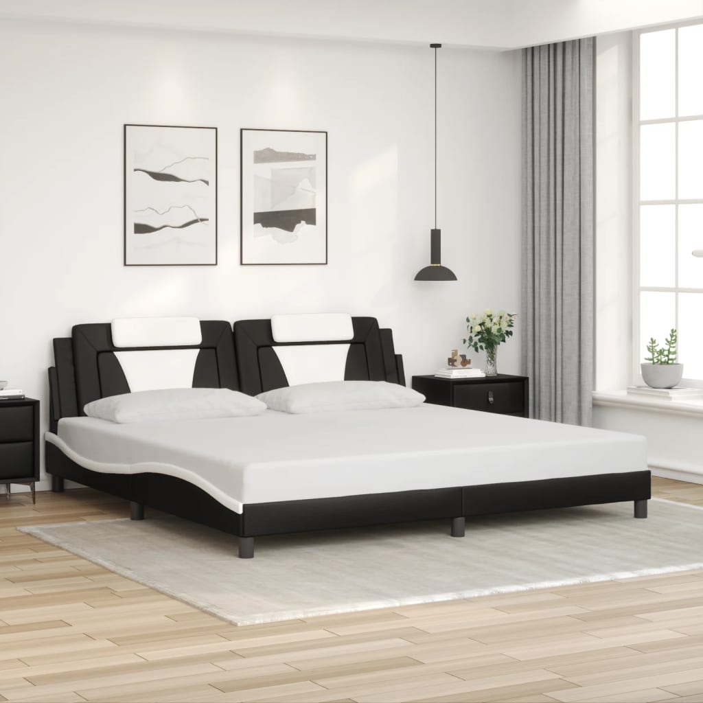 Bettgestell "Viana" mit LED ohne Matratze Schwarz und Weiß 200x200 cm