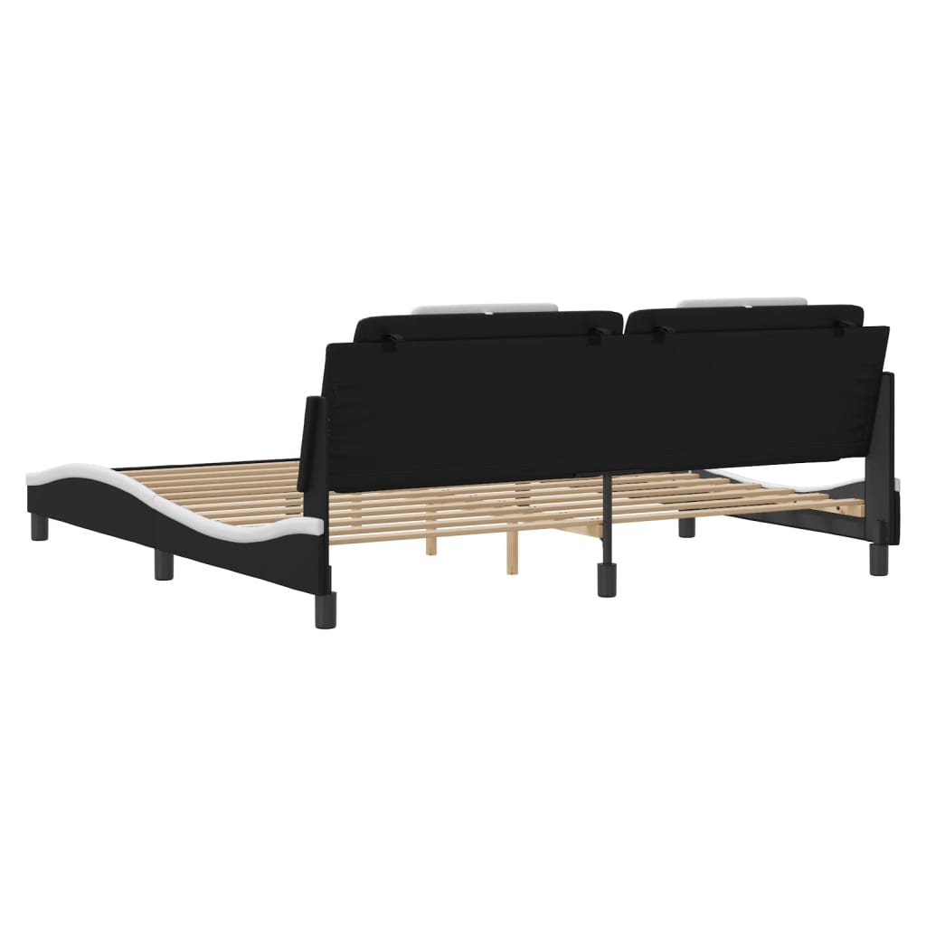 Bettgestell "Viana" mit LED ohne Matratze Schwarz und Weiß 200x200 cm