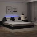 Bettgestell "Viana" mit LED ohne Matratze Schwarz und Weiß 200x200 cm