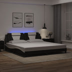 Bettgestell "Viana" mit LED ohne Matratze Schwarz und Weiß 200x200 cm