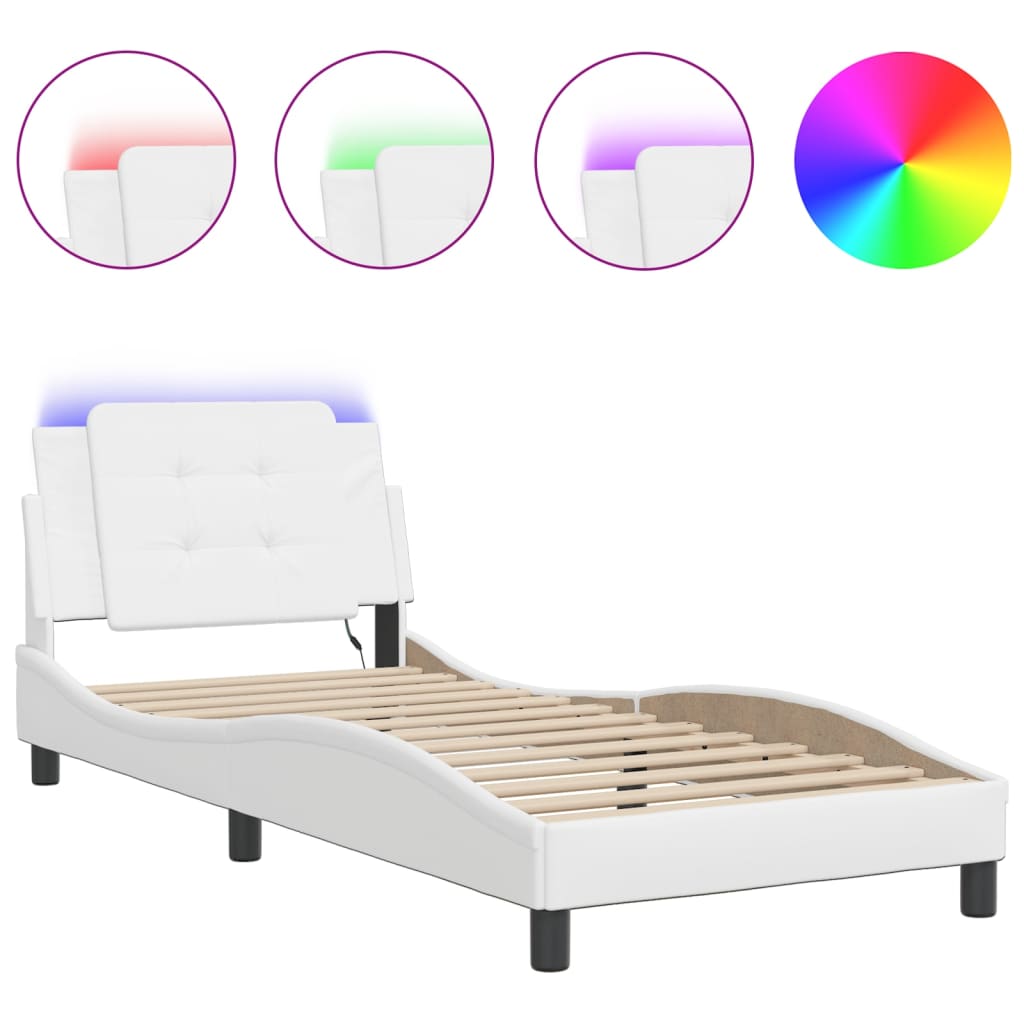 Bettgestell mit LED ohne Matratze "Zadar" Weiß 90x190 cm