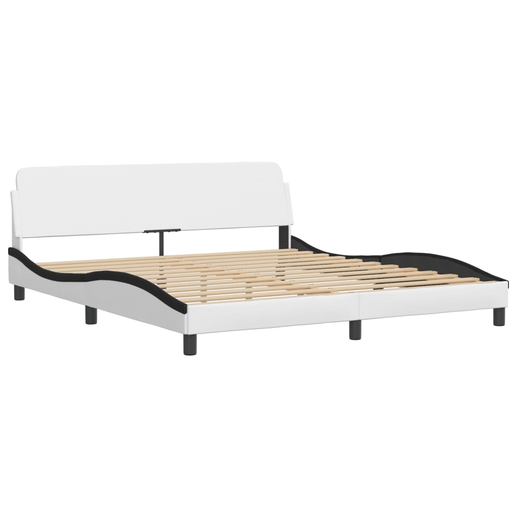 Bettgestell mit LED ohne Matratze "Zadar" Weiß und Schwarz 180x200 cm
