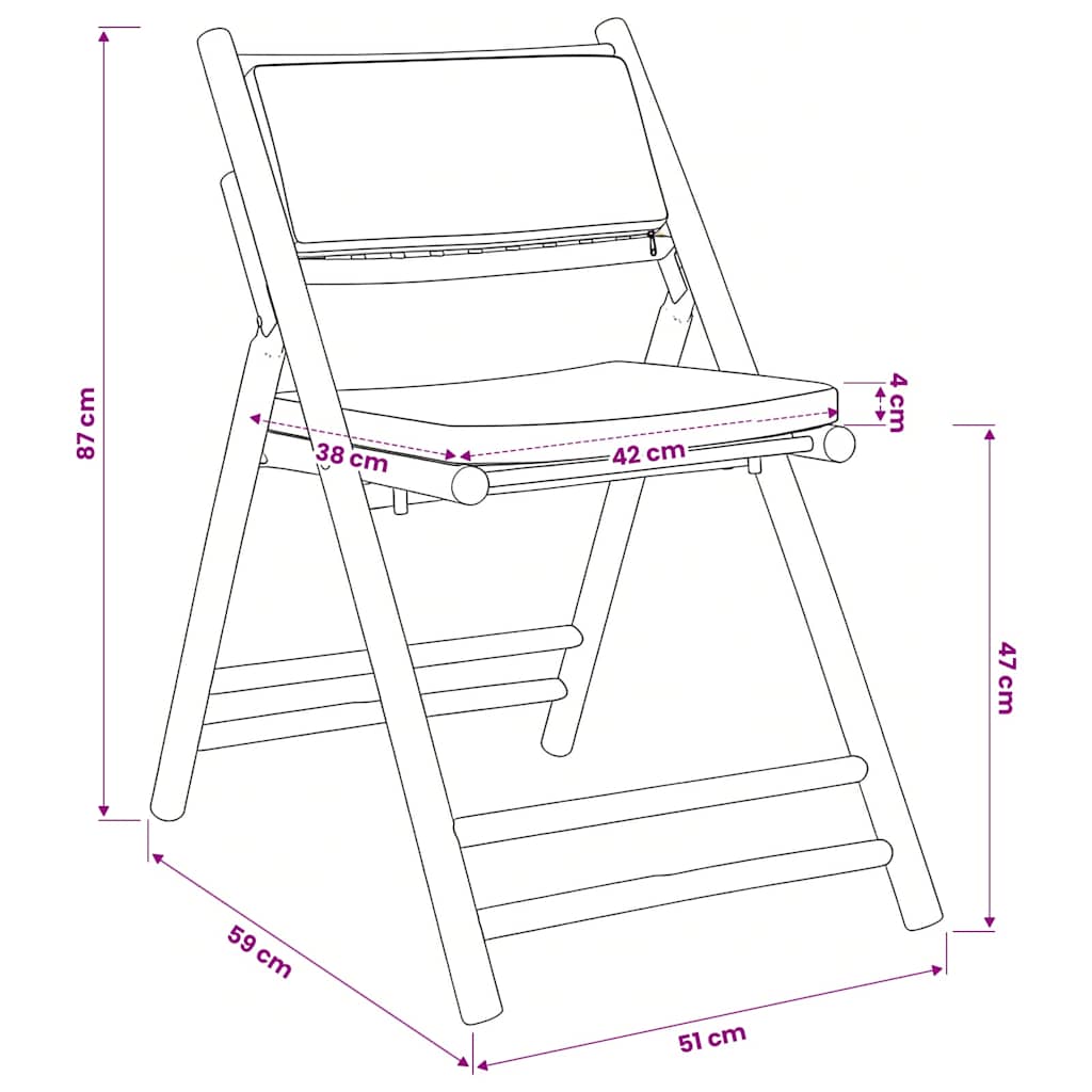 5-tlg. Bistro-Set Klappbar mit Cremeweißen Kissen Bambus