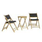 3-tlg. Bistro-Set Klappbar mit Dunkelgrauen Kissen Bambus