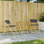 3-tlg. Bistro-Set Klappbar mit Dunkelgrauen Kissen Bambus