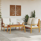 3-tlg. Garten-Lounge-Set mit Kissen Massivholz Akazie
