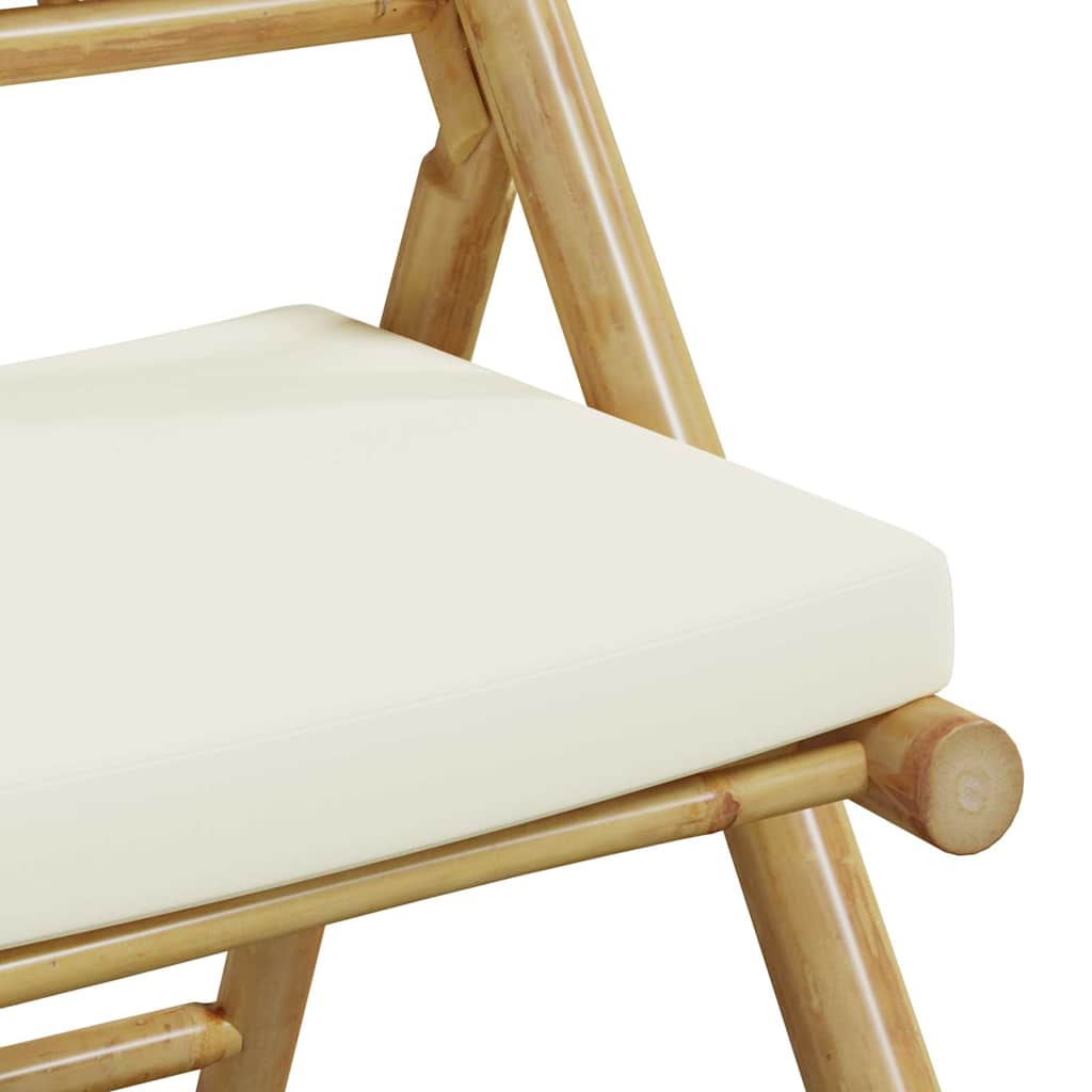 3-tlg. Bistro-Set Klappbar mit Kissen Bambus