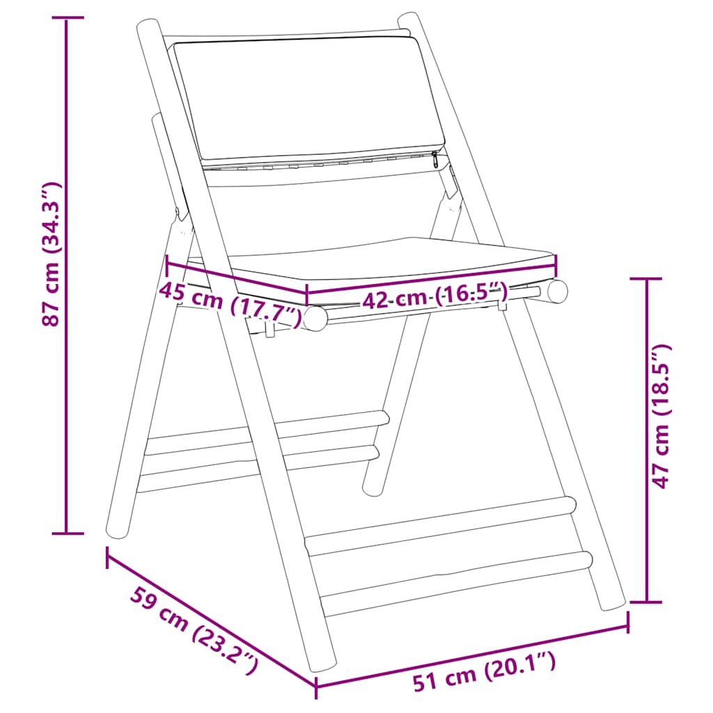 3-tlg. Bistro-Set Klappbar mit Kissen Bambus