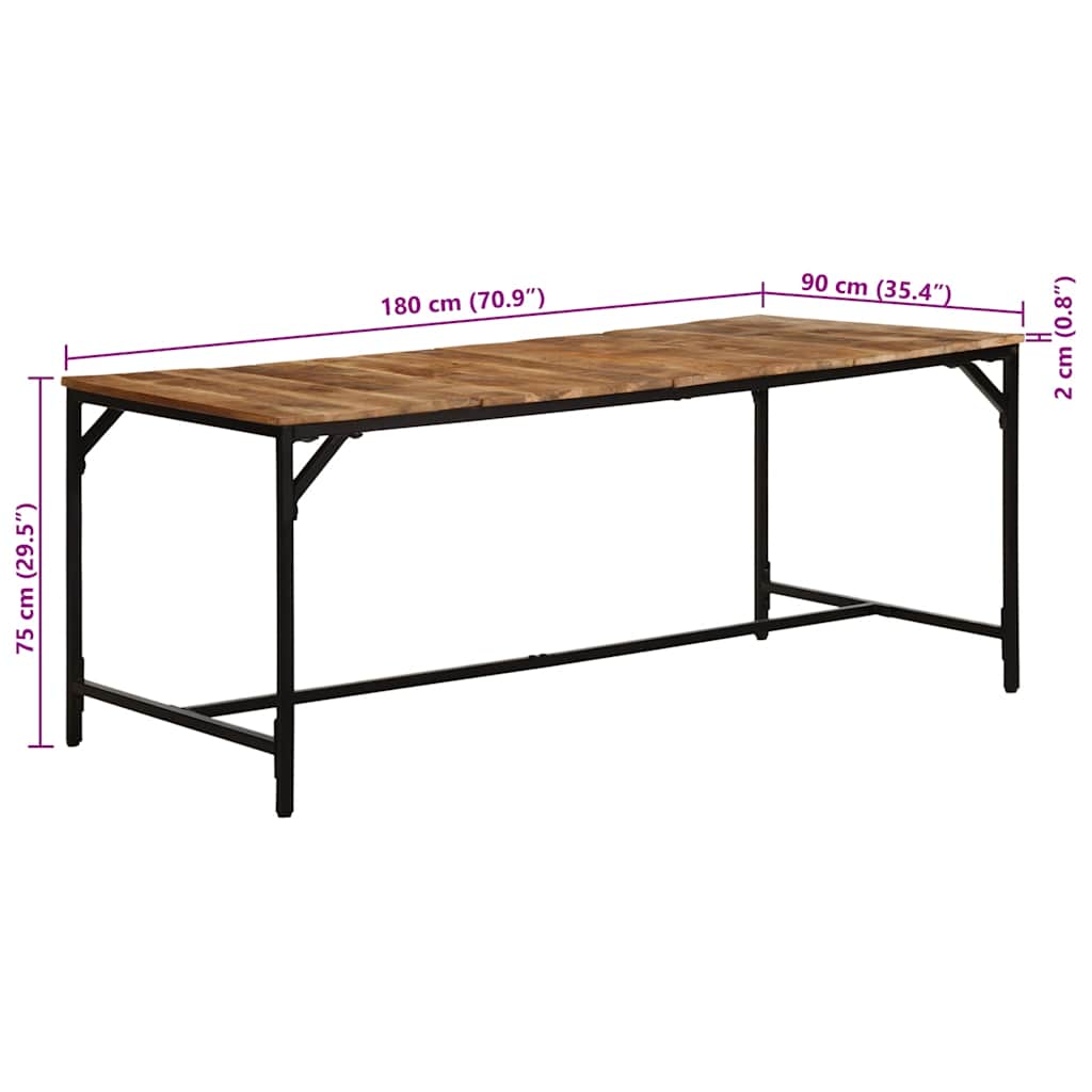Esstisch 180x90x75 cm Raues Massivholz Mango