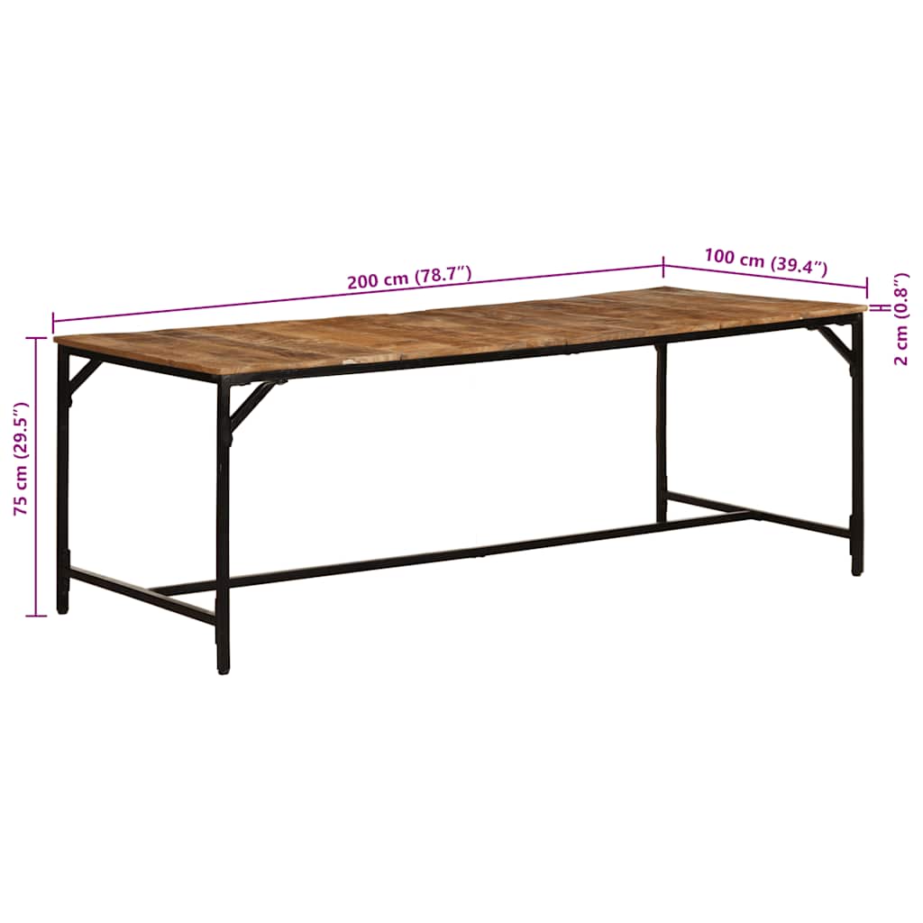 Esstisch 200x100x75 cm Raues Massivholz Mango