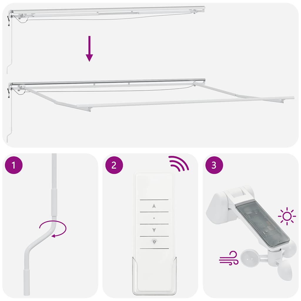 Markise Automatisch mit LED Weinrot 450x300 cm