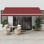Markise Manuell mit LED Weinrot 450x350 cm
