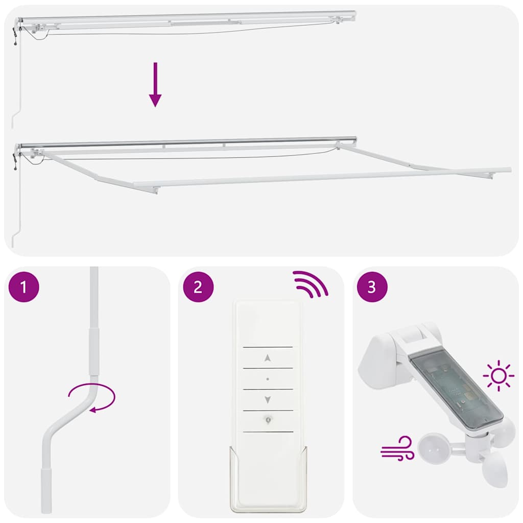 Markise Automatisch mit LED Braun 450x300 cm