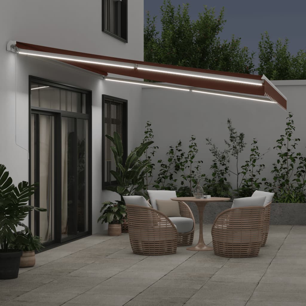 Markise Manuell mit LED Braun 450x350 cm