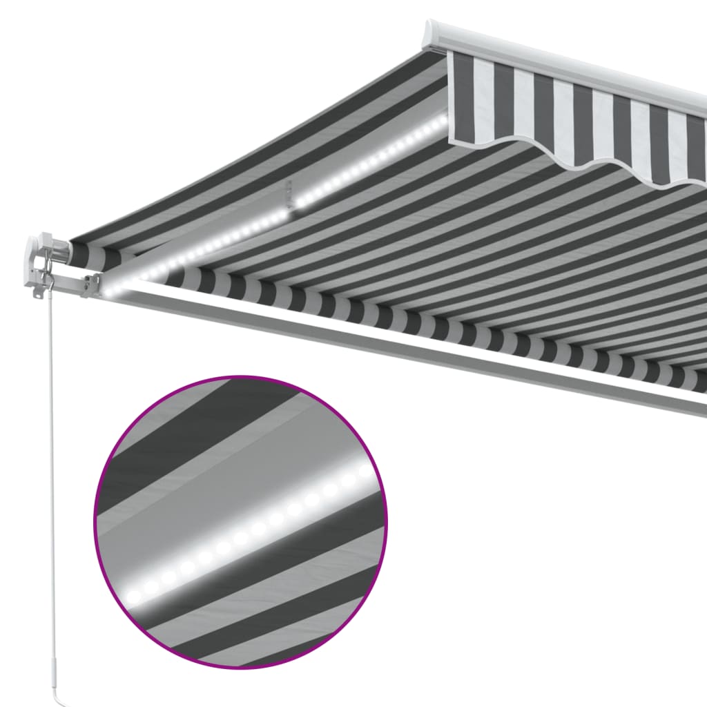 Markise mit LED-Beleuchtung Manuell Anthrazit & Weiß 350x250 cm