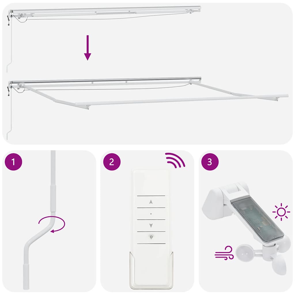 Markise Automatisch mit LED Anthrazit & Weiß 500x300 cm