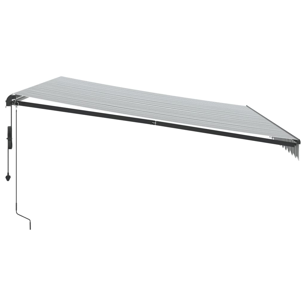 Markise Automatisch mit LEDs Anthrazit & Weiß 500x350 cm