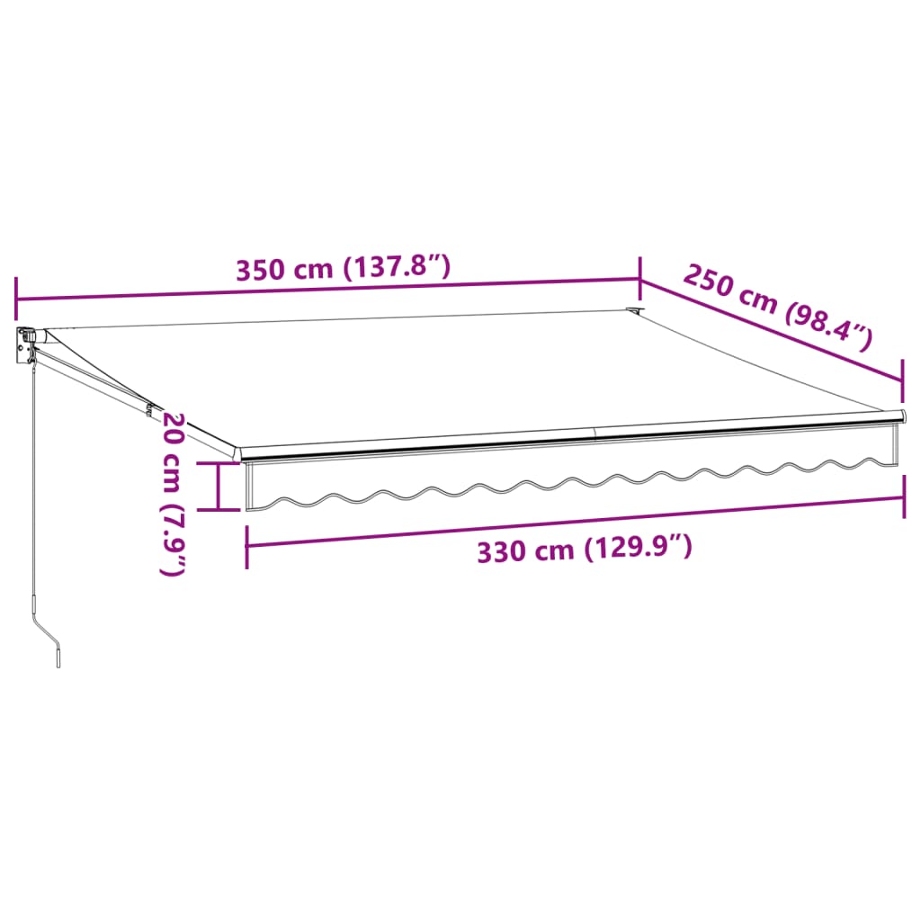 Markise Einziehbar Anthrazit & Weiß 3,5x2,5 m Stoff & Aluminium