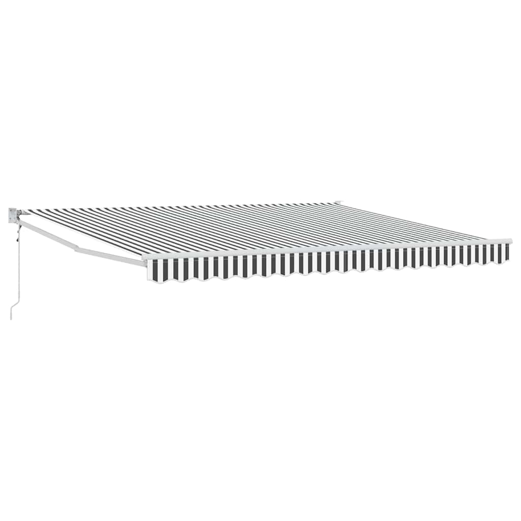 Markise Einziehbar Anthrazit und Weiß 4x3 m Stoff und Aluminium
