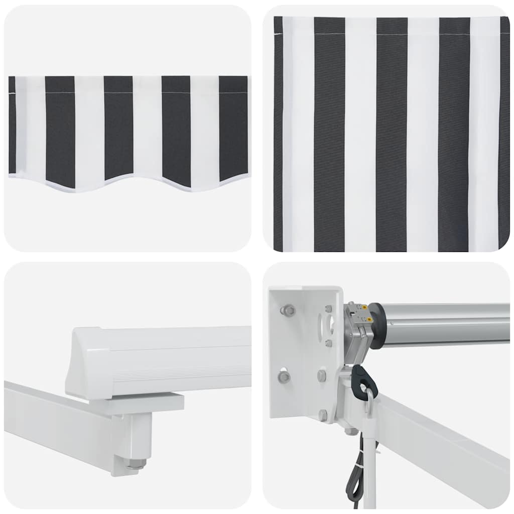 Markise Einziehbar Anthrazit und Weiß 4x3 m Stoff und Aluminium