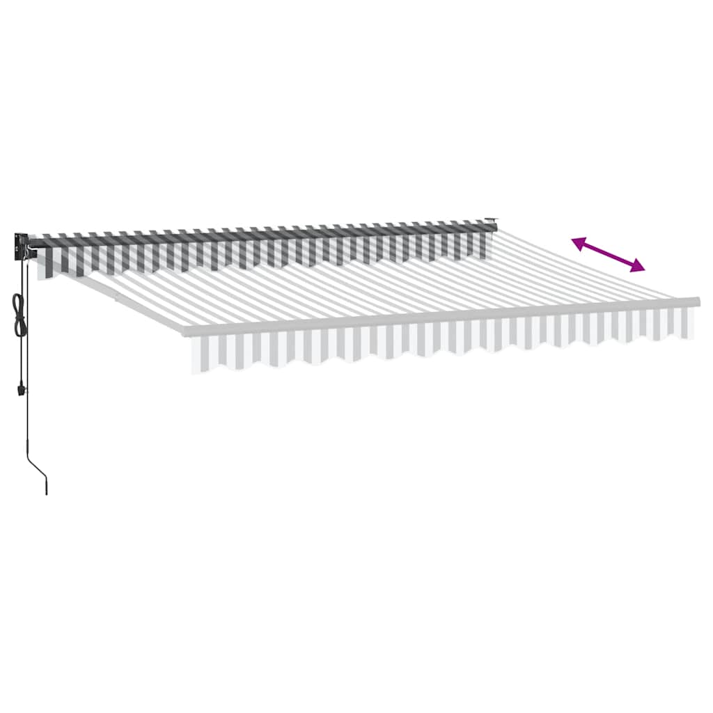 Markise Einziehbar Anthrazit & Weiß 3,5x2,5 m Stoff & Aluminium