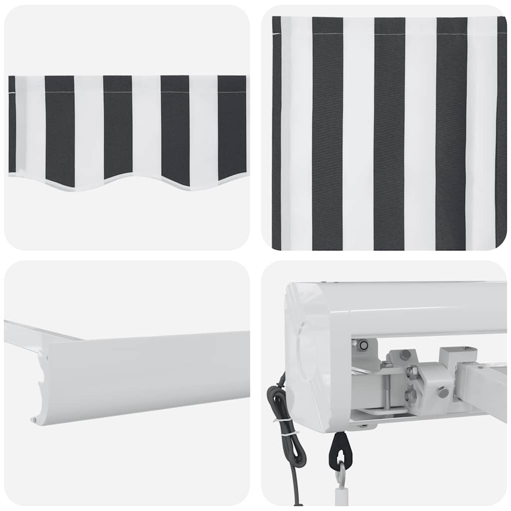 Markise Einziehbar Anthrazit und Weiß 3x2,5 m Stoff & Aluminium