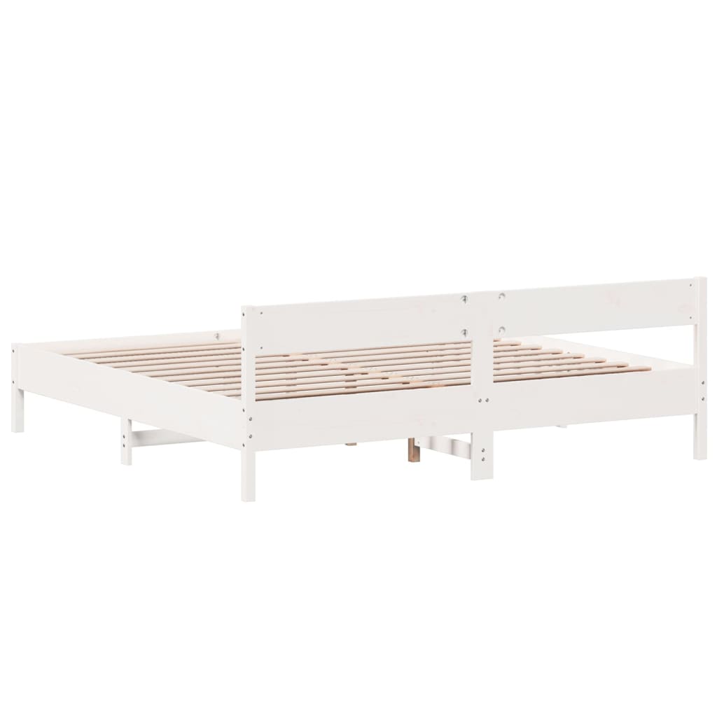 Massivholzbett ohne Matratze Weiß 180x200 cm Kiefernholz