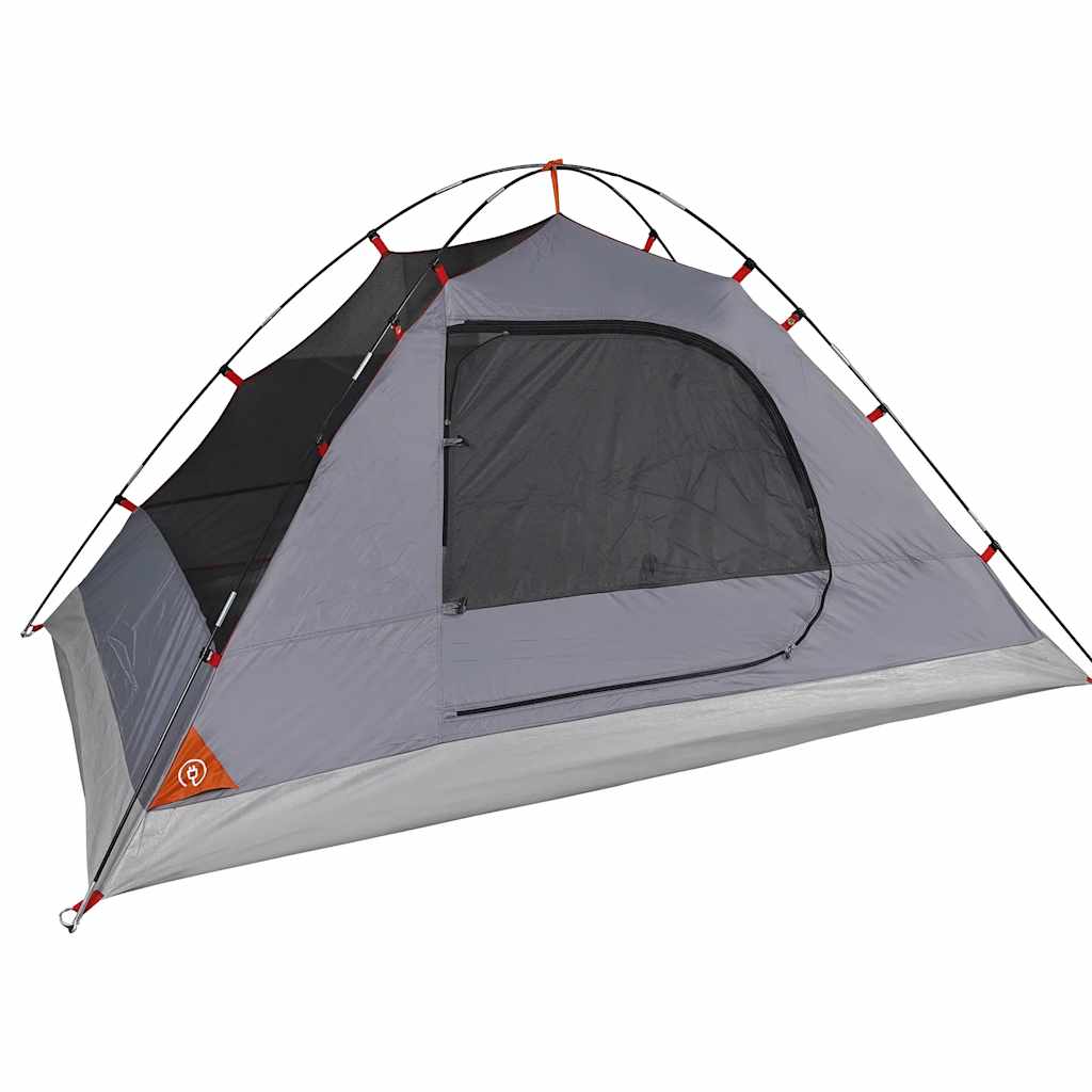Kuppel-Campingzelt 2 Personen Grau und Orange Wasserdicht